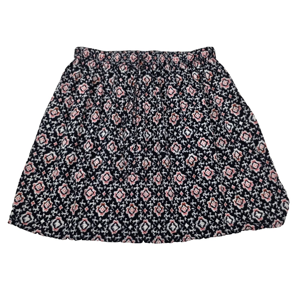 Abercrombie & Fitch Womens S Black Pink Boho Print Mini Skirt‎ Elastic Waist